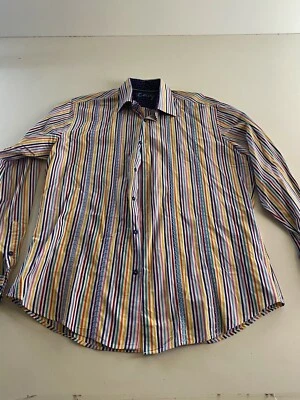 Envy 彩色条纹缝制长袖衬衫 XL 修身 17 x 35/36 特大号  — 第 1/4 张图片