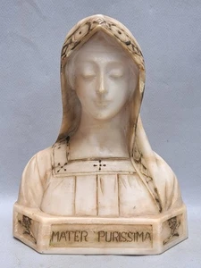 ATTILIO FAGIOLI : BUSTE DE LA SAINTE VIERGE EN ALBATRE / MATER PURISSIMA - Foto 1 di 14