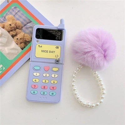 Fur Bracelet Hard Cover Fr Samsung Galaxy Z Flip 4 3 3D Mobile Phone Model Case - Image 1 of 4