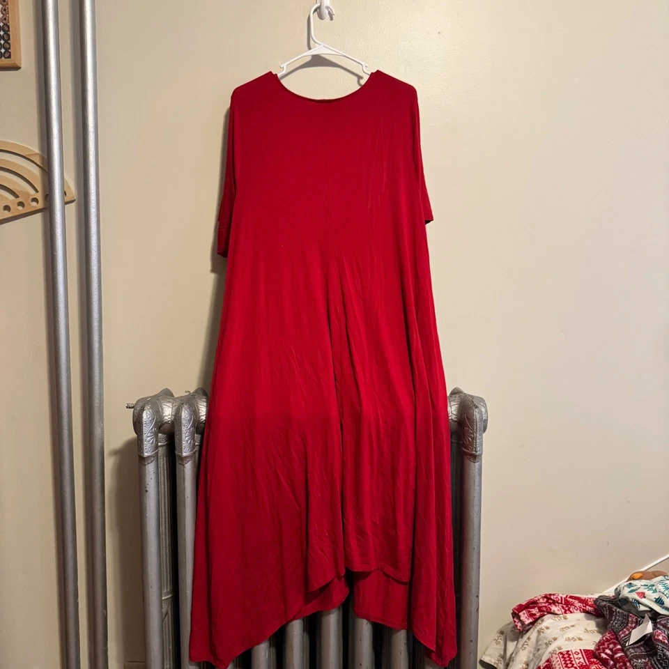 Vestido Catherines 2X Rojo Talla Grande 22/24W Cuello en V Pañuelo Dobladillo Tejido Navidad Foto 1 de 4