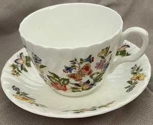 Aynsley Tea Cup And Saucer Set Cottage Garden Bone China England Swirl - Picture 1 of 6