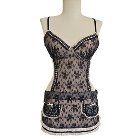 Victoria&rsquo;s Secret Sexy Little Things French Maid Lingerie 36C Lace Babydoll Y2K