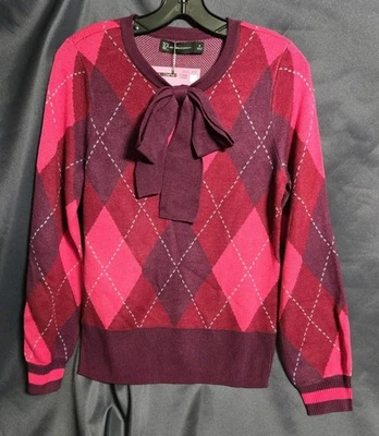 Suéter New York And Company Rosa Estampado Argyle Con Lazo Pequeño Envío Gratis  Foto 1 de 4