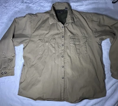 Arrow Blue Jean Co Vintage XL Tan Button Up Shirt Jacket Green Fleece Lined - Image 1 of 4