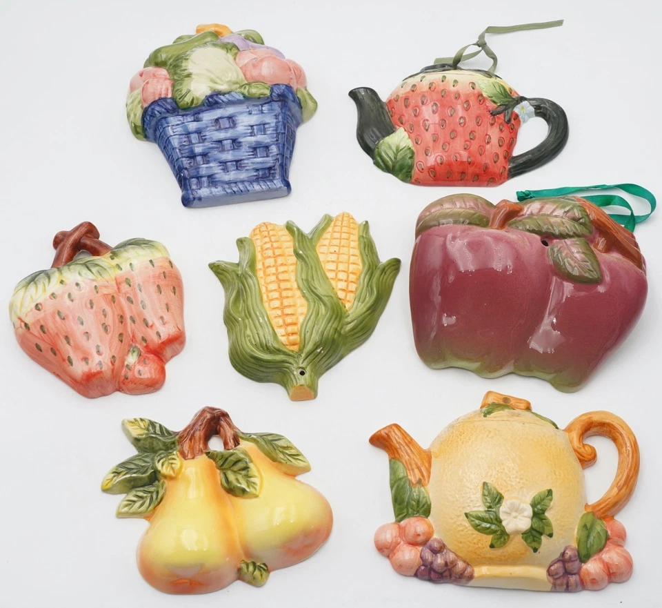 Placa de pared de cerámica vintage para frutas y verduras, decoración de cocina pintada a mano SELECCIONAR Foto 1 de 1