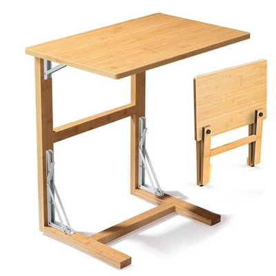 24-дюймовый складной столик-поднос для телевизора Tatub, складной торцевой столик в форме буквы C — бамбук - Изображение 1 из 4