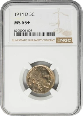 1914-D Buffalo Nickel 5c MS65+ NGC 950350-13 - Image 1 of 4