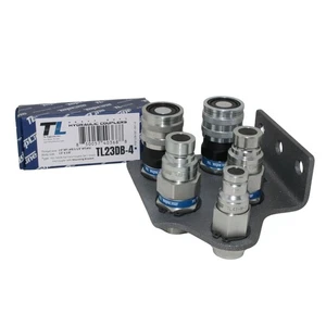 1/2 Flat Face Hydraulic Quick Connect Coupler Set +Drain line + Bracket TL23DB-4 - Picture 1 of 8