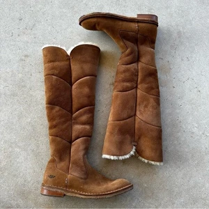 Ugg Samantha Tall Knee Sheepskin Soft Suede Boots Chestnut Women’s Size 7 - Picture 1 of 16