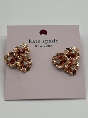 Kate Spade Rose Gold Floral Cluster Stud Earrings With Crystal Accents - Image 1 of 4