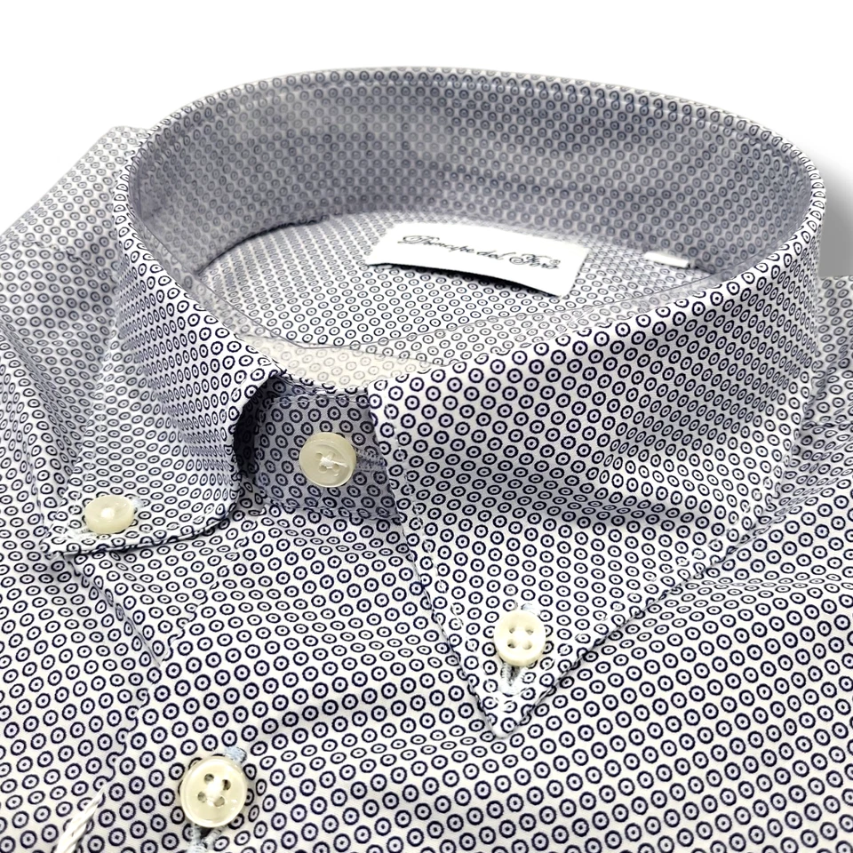 Camicia UOMO regular slim fantasia pallini "PRINCIPE DEL FORO" Bianco 39 42 45 - Immagine 1 di 1