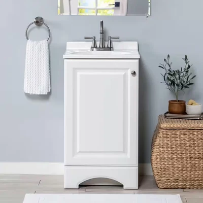 19 In. Single Sink White Bath Vanity with White Cultured Marble Top (Assembled) - Image 1 of 4