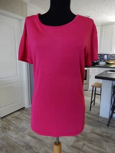Express Tricot Geripptes Damen Top Gr. L Kurzarm Rundhals Hot Pink - Bild 1 von 6