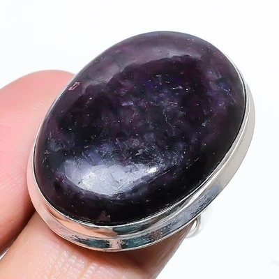 Anillo de joyería de regalo de plata de ley 925 con piedras preciosas de labradorita púrpura talla 7 y959 Foto 1 de 3