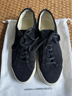 Woman By Common Projects Original Achilles Black Suede Trainers Size 6 & Receipt - Image 1 of 4