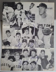VINTAGE 1963 RED SOX 8x10 BASEBALL MAGAZINE PAGE SIGNED BY 8 EARL WILSON JSA - Picture 1 of 1