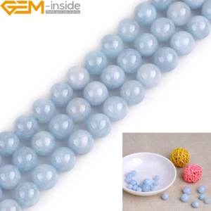 Piedra preciosa semi-aquamarina azul jade piedras semipreciosas cuentas fabricación de joyas 15” - Imagen 1 de 30