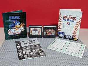 Sega Game Gear Lot 2 Games Baseball Football + Sonic Manual & Jurassic Poster - Picture 1 of 8