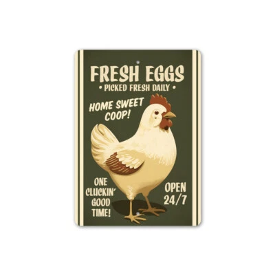Letrero de gallinero dulce diario fresco recogido huevos frescos Foto 1 de 4