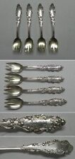 4 Gorham LUXEMBOURG 1893 Sterling Silver Gold Wash Ice Cream Forks, Mono, 5-1/8"