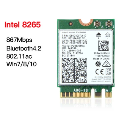 Intel 8265 M.2 NGFF Wireless Network WiFi Card 802.11ac Dual Band Bluetooth Card - Image 1 of 2
