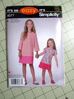 Simplicity #8077 It's So Easy Child's & Girl's Dress Sewing Pattern Sizes 3-14 - Image 1 of 2
