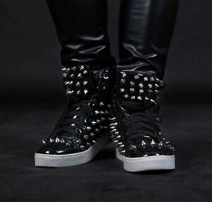 New Men's Sneakers Spike Studded Punk Casual ankle boots High-Top Athletic Shoes