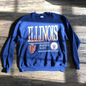 Vintage 90s Illinois Fighting Illini Hanes Crewneck Sweatshirt X-Large XL - Picture 1 of 13