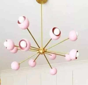 Mid Century Colorful Sputnik Chandelier Light Fixture Ceiling Lamp Modern Brass - Picture 1 of 4