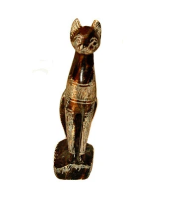 Vintage Decorative Egyptian Cat Bastet Goddess Of Protection Granite Statue  - Изображение 1 из 4