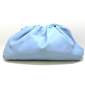 Auth BOTTEGA VENETA The Pouch 576227 Light Blue Butter Calf Leather Clutch Bag