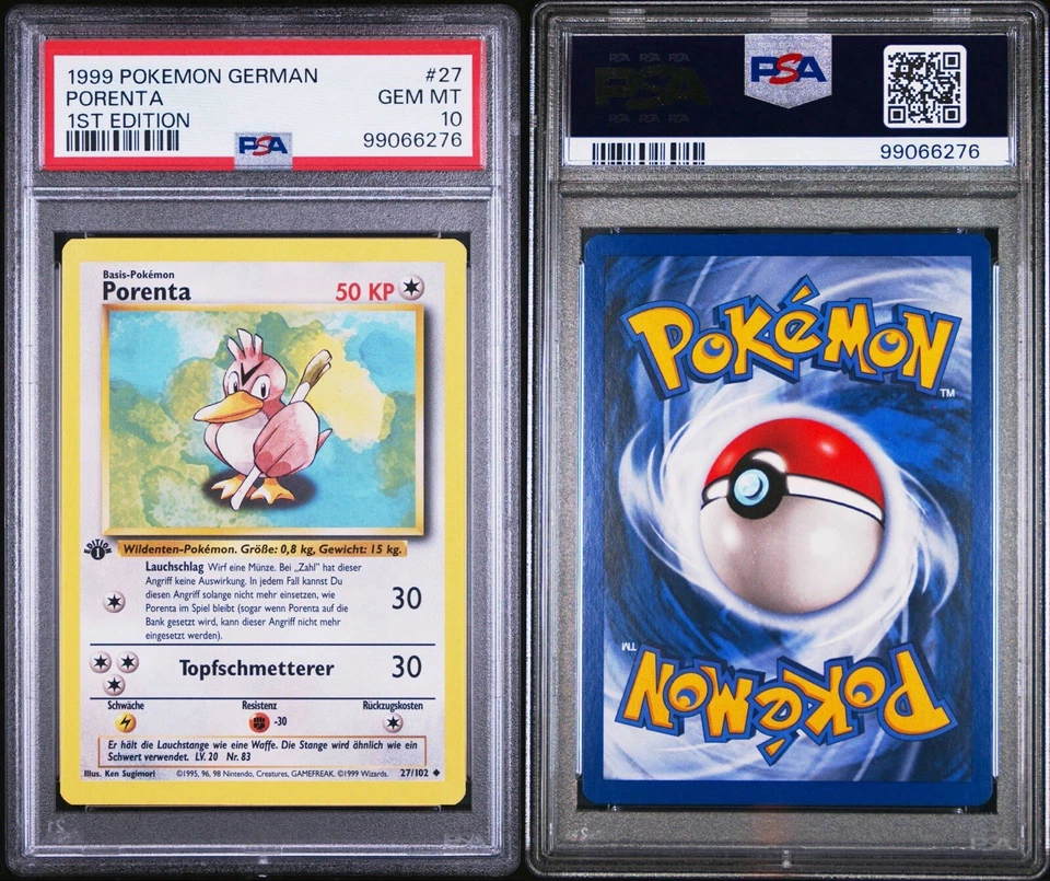 PSA 10 GEM MINT 1999 Pokemon GERMAN 1st Edition Base Set Porenta Farfetch’d 27 - Image 1 of 1