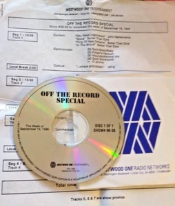 RADIO SHOW: OFF THE RECORD SPECIAL 9/16/96 BETTER THAN EZRA, EELS, GEGGY TAH - Picture 1 of 2