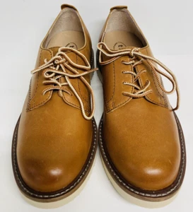 Taos women’s lace up leather oxfords tan brown sz. 8 preppy academia - Picture 1 of 5