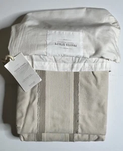 Restoration Hardware Frayed Stripe Duvet Cover Cotton Twin Khaki NEW $149 - Picture 1 of 8