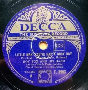 Roy Fox At Café de Paris "Little Man/Black Shawl" (1934) 78rpm 10" DCA F 3993 EX - Picture 1 of 6