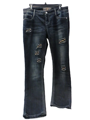 Pantalones de mezclilla para mujer talla 11/12 APOLLO 5 bolsillos lentejuelas envejecidas adornados elásticos Foto 1 de 4