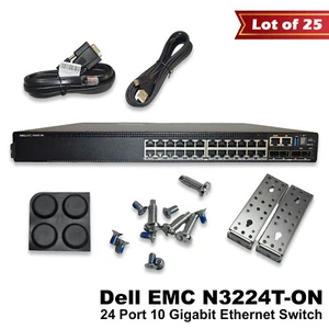 Lot 25 DELL EMC N3224T-ON 24X1G Rj-45 4X10G Sfp+ 2X100G L3 4GB 550W PSU Switch - Picture 1 of 22