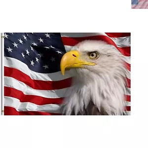 Eagle Flag 3x5 FT - Single-Sided with Brass Grommets for Outdoor Patriotic Decor - Picture 1 of 3