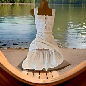KAREN MILLEN WHITE LACE-EMBROIDERED COTTON DRESS UK 14 (US 10) EUR 42 - Picture 1 of 14