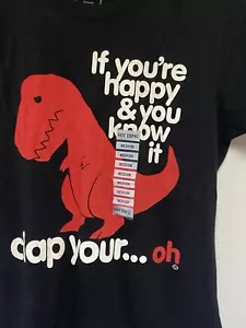 Neu mit Etikett Hot Topic Goody T-Shirt zwei Ärmel Jugend Dinosaurier "If You're Happy..." Medium - Bild 1 von 7