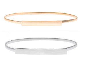 Mujeres Dorado Espejo Metálico Bling Cintura Placa Metal Elástico Ajustado Cinturón Envoltura - Imagen 1 de 31