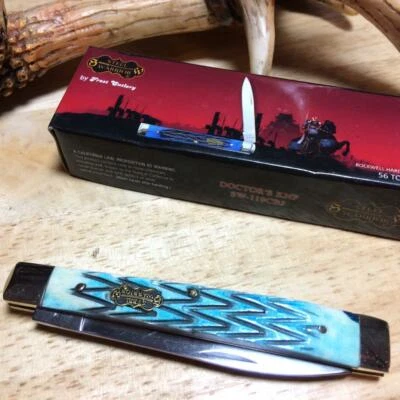 Frost Steel Warrior Cutlery Caribbean Blue Bone  3 5/8" Doctors Knife SW119CBJ - Image 1 of 3