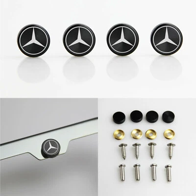 Laser Etched 4black Mercedes Benz License Frame Bolt Fastener Aluminum Screw Cap - Image 1 of 4