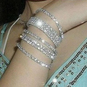 Wedding Bridal Crystal Rhinestone Stretch Bracelet Bangles Womens Jewellery - Picture 1 of 20
