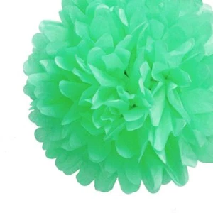 8'' Cool Mint Green Tissue Paper Pom Poms Flowers Balls, Decorations (4 Pack) - Picture 1 of 1