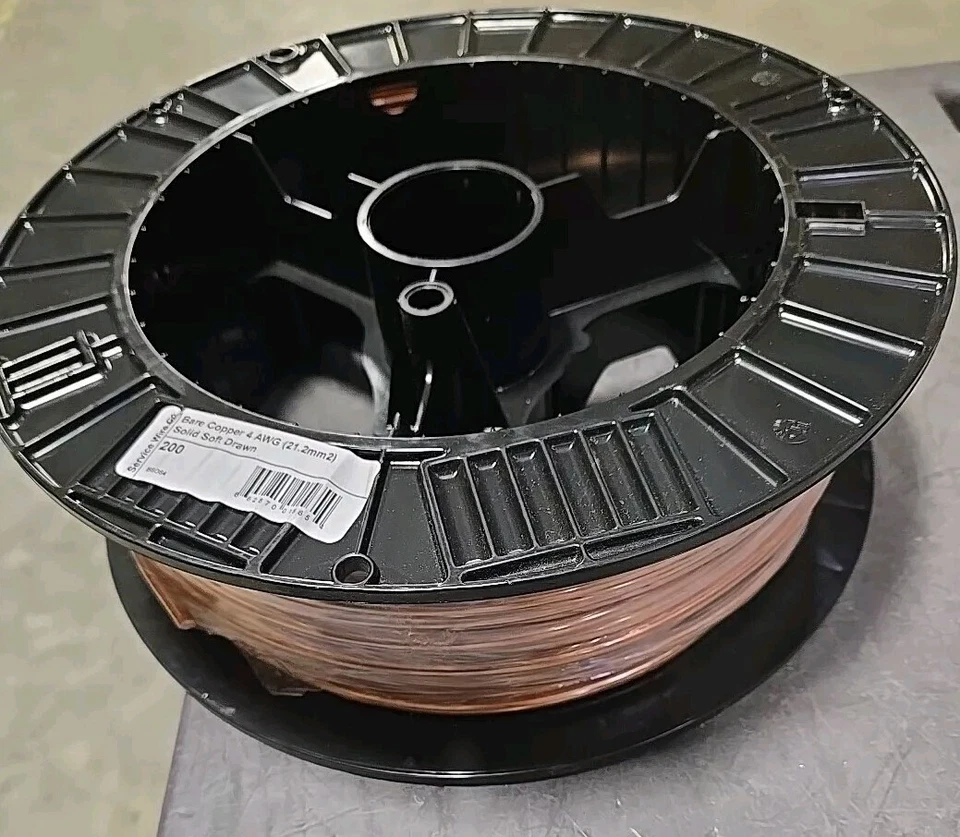 NUEVO 200' Suave Dibujado Cobre Desnudo 4 AWG Cable de Tierra Sólido ¡OFERTA ELÉCTRICA! Carrete  Foto 1 de 4