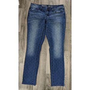 Merona Womens Size 10 Pockets Modern Skinny Polka Dot Denim Blue Jeans
