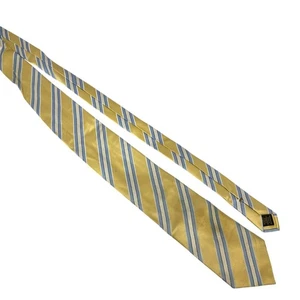 Donald J Trump Gold Blue Striped Silk Tie From Signature Collection Hand Made - Picture 1 of 5