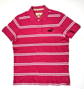 Hollister Surfer Cut Poloshirt Herren Gr. M rosa mit weißen Streifen - Bild 1 von 9